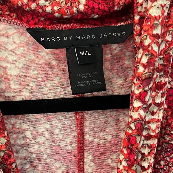 Marc By Marc Jacobs Red and Tan Short Sleeve Wrap Blouse Top Size w/Pickets M/L - Picture 3 of 8